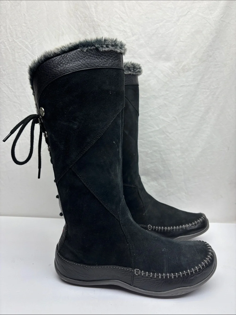 The North face Women's Black Suede Fur-Trim Winter Boots, SZ 8